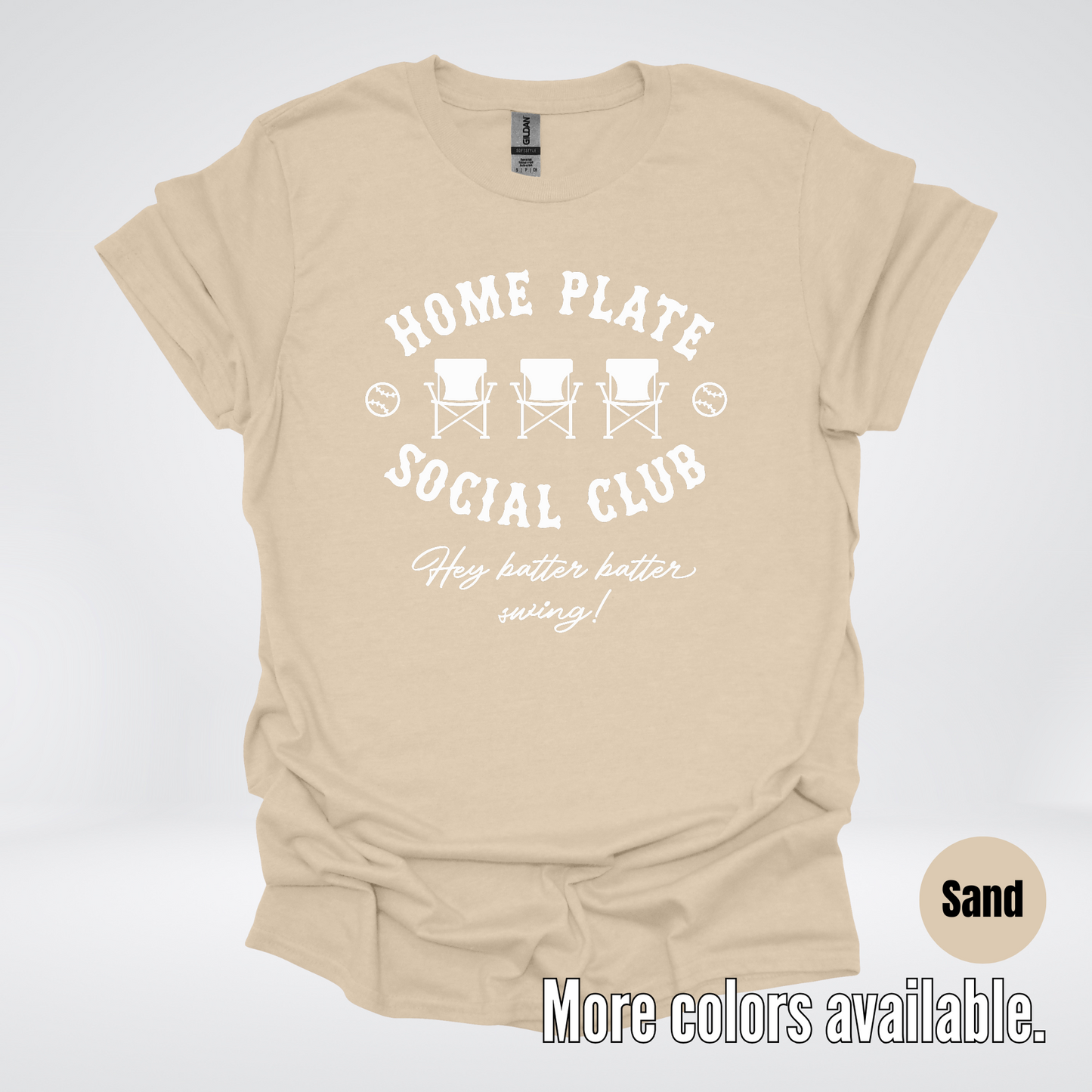 Home Plate Social Club – White Design - Baseball Softball T-Shirt