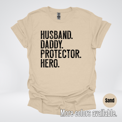Husband Daddy Protector Hero - Black Design – Father’s Day T-Shirt