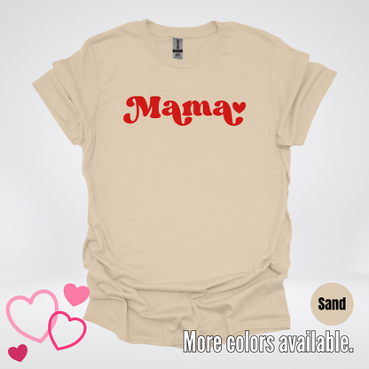 Mama Retro Valentine's Day Red Design T-Shirt
