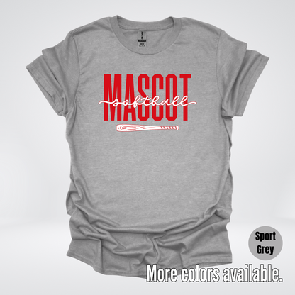 Custom Mascot – Red - Softball Design 28 T-Shirt