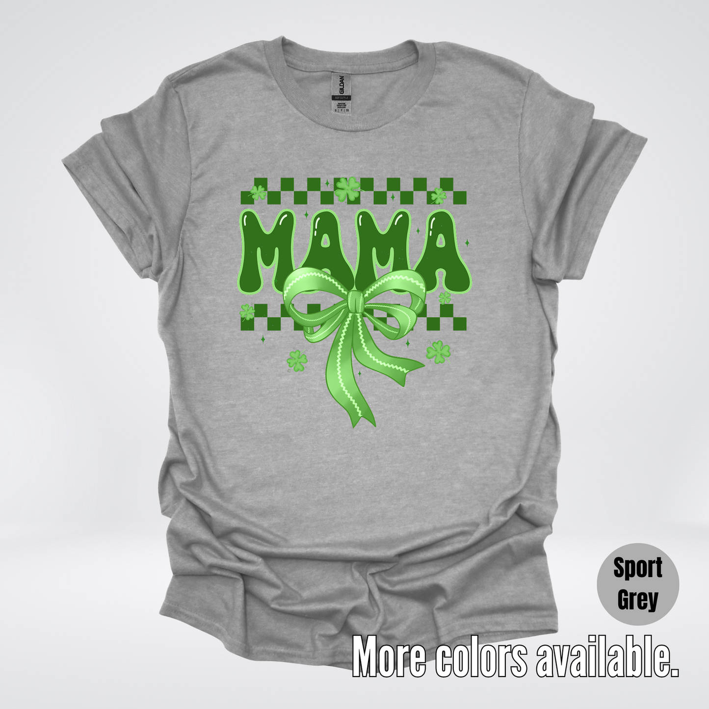 Mama Coquette Green Bow Checkered Retro Four Leaf Clovers T-Shirt