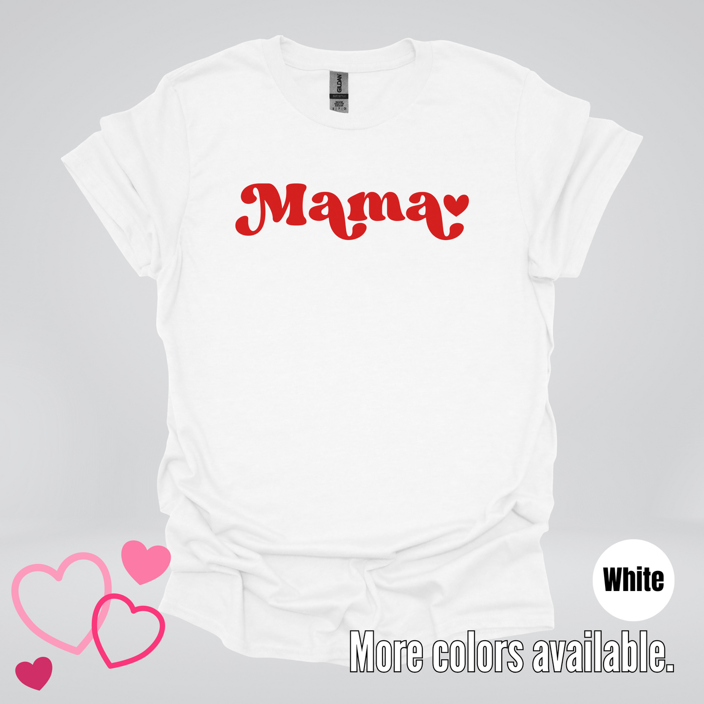Mama Retro Valentine's Day Red Design T-Shirt