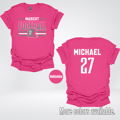 Custom Mascot, Number, & Name – Gray - Football Design 15 T-Shirt
