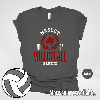 Custom Mascot, Number, & Name – Maroon - Volleyball Design 47 T-Shirt