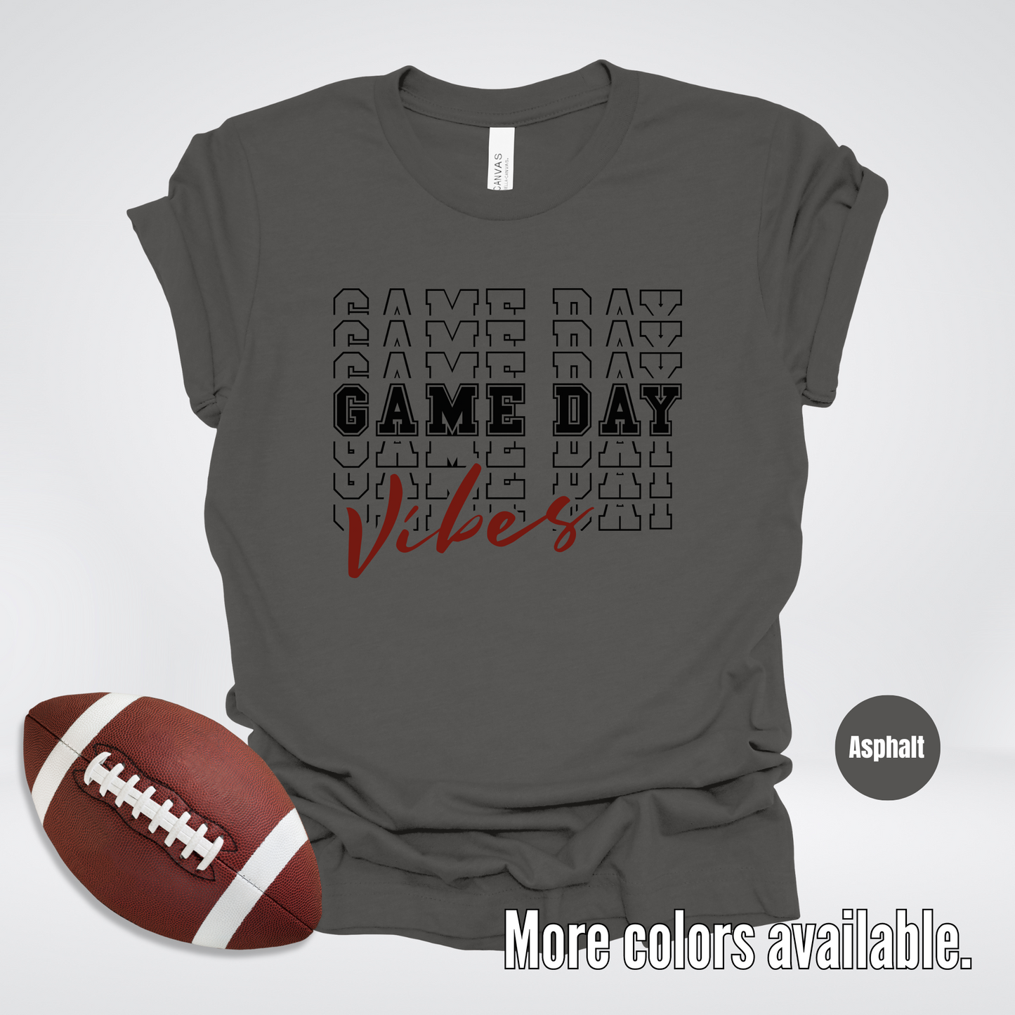 Game Day Vibes Stacked - Black Design T-Shirt