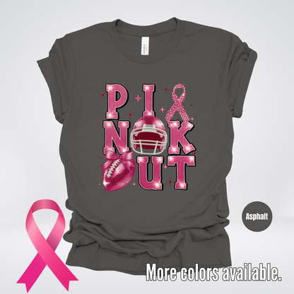Pink Out Football Coquette Glitter Helmet T-Shirt