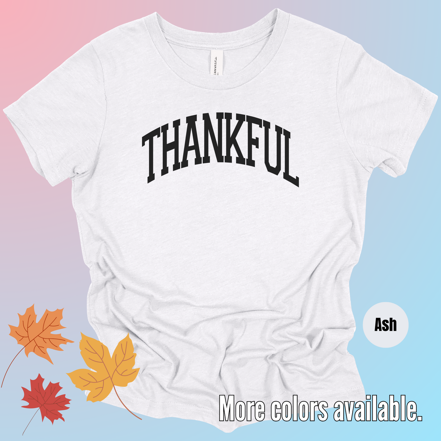 Thankful Varsity Youth T-Shirt - Black Design