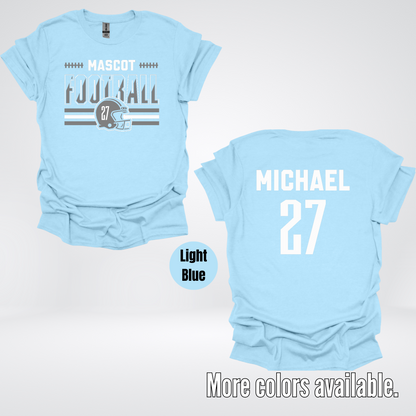Custom Mascot, Number, & Name – Gray - Football Design 15 T-Shirt