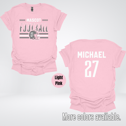 Custom Mascot, Number, & Name – Gray - Football Design 15 T-Shirt