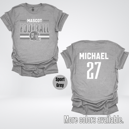 Custom Mascot, Number, & Name – Gray - Football Design 15 T-Shirt