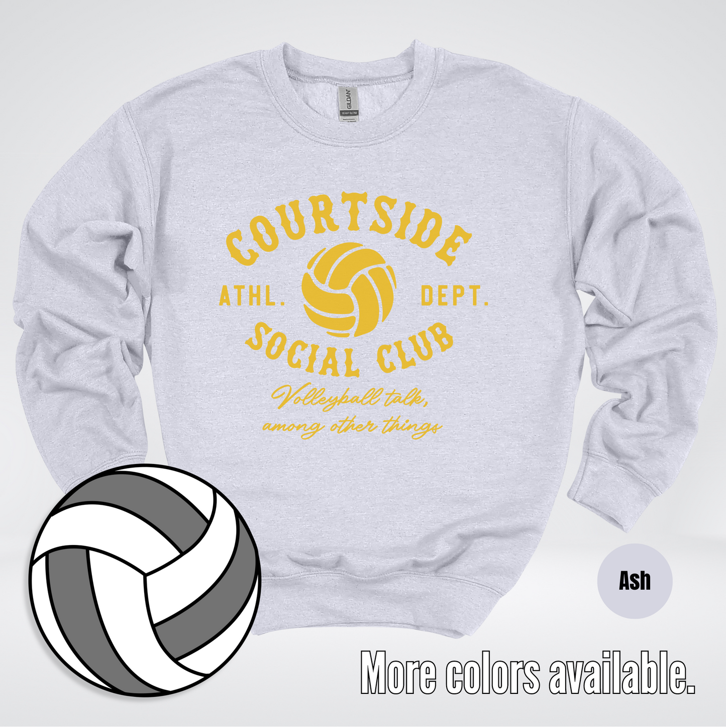 Courtside Social Club – Gold – Volleyball Design Crewneck Sweatshirt