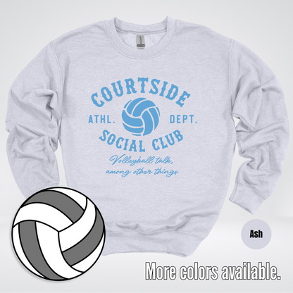 Courtside Social Club – Light Blue – Volleyball Design Crewneck Sweatshirt