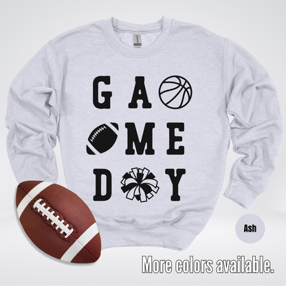 Game Day Basketball Football Cheer Black Design Crewneck Sweatshirt