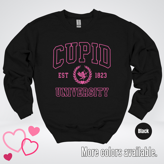 Cupid University Est 1823 Bright Pink Design Crewneck Sweatshirt