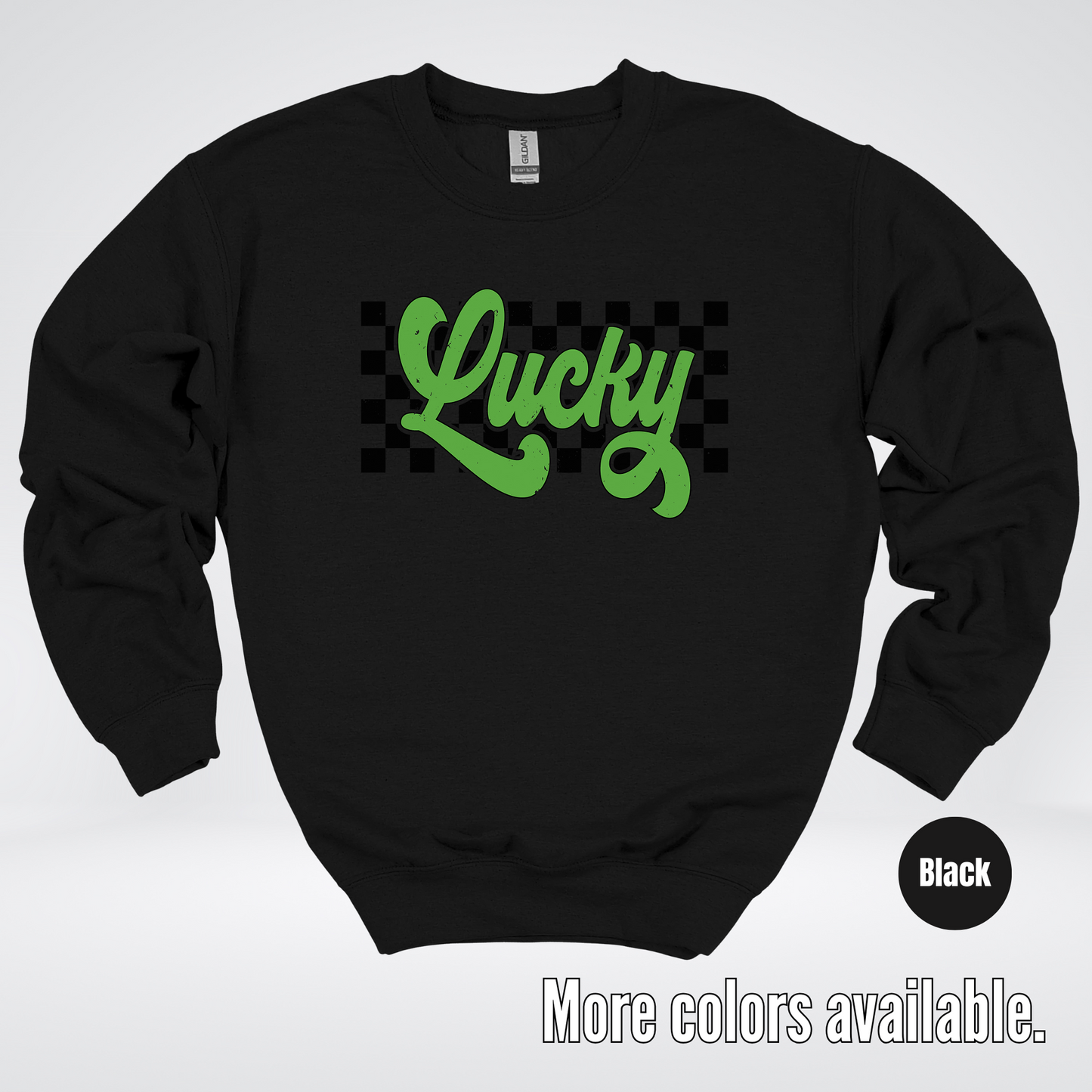 Lucky Cursive Checkered Retro – Saint Patrick’s Day Crewneck Sweatshirt