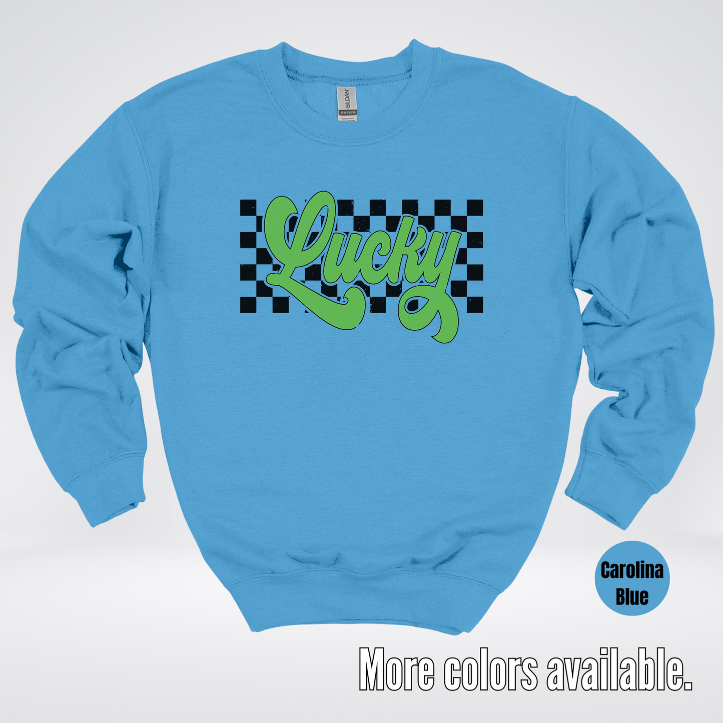 Lucky Cursive Checkered Retro – Saint Patrick’s Day Crewneck Sweatshirt