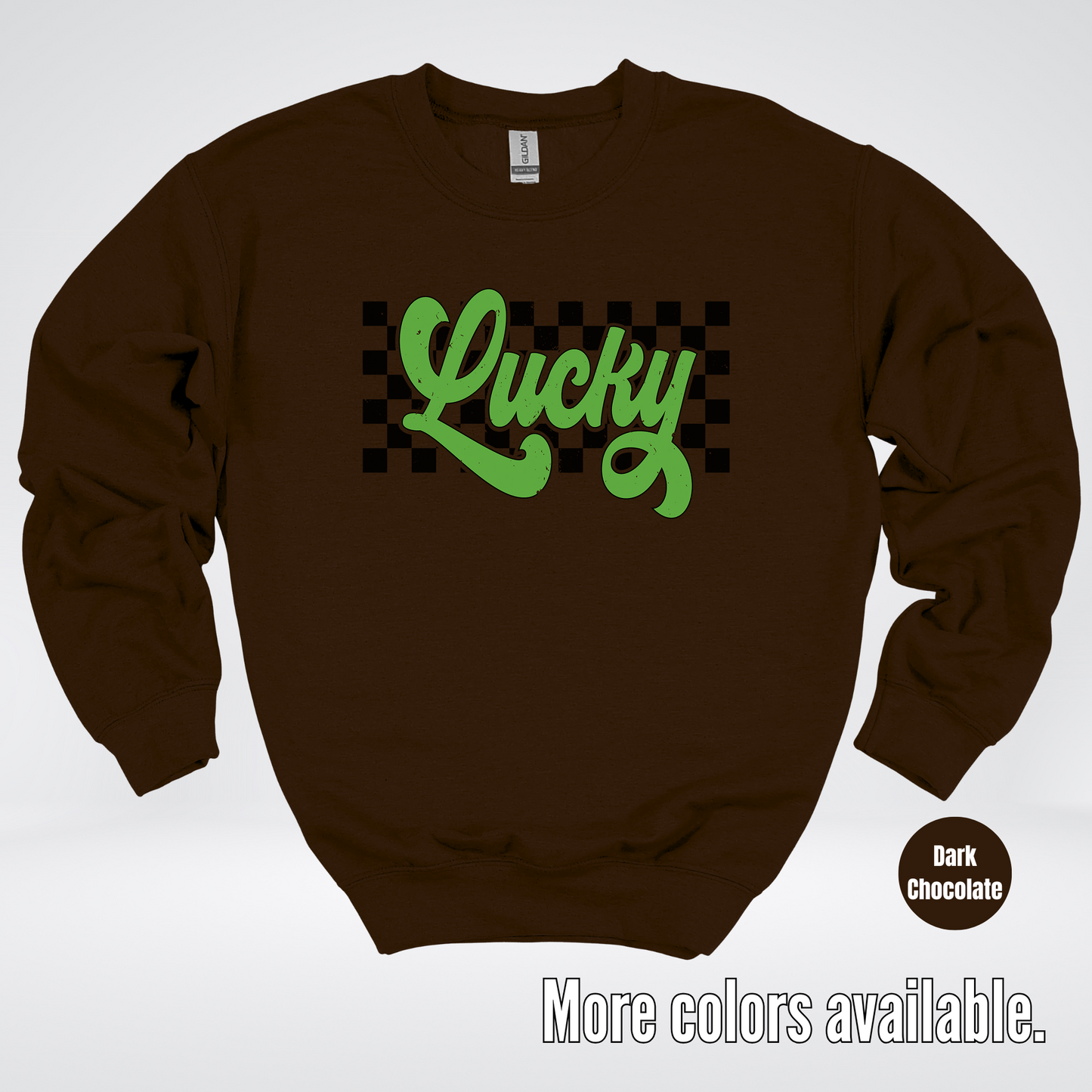 Lucky Cursive Checkered Retro – Saint Patrick’s Day Crewneck Sweatshirt