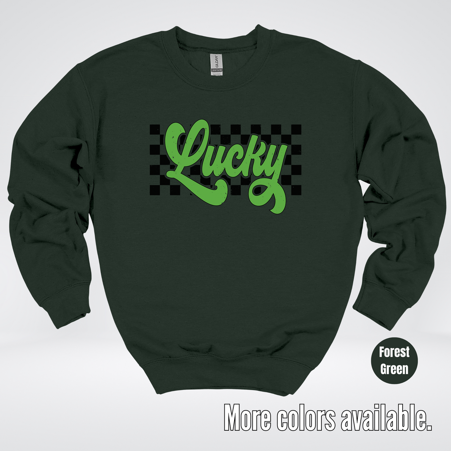 Lucky Cursive Checkered Retro – Saint Patrick’s Day Crewneck Sweatshirt