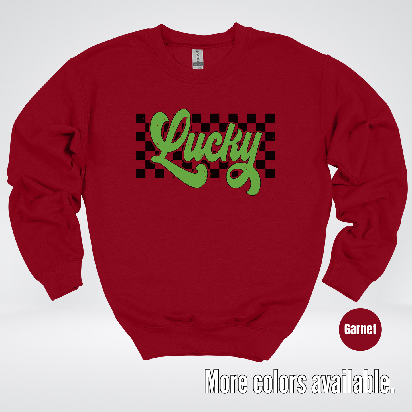 Lucky Cursive Checkered Retro – Saint Patrick’s Day Crewneck Sweatshirt