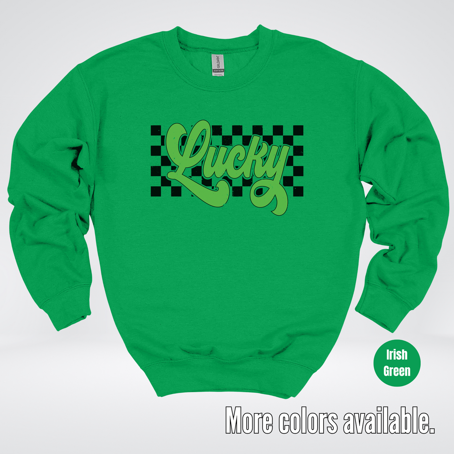 Lucky Cursive Checkered Retro – Saint Patrick’s Day Crewneck Sweatshirt