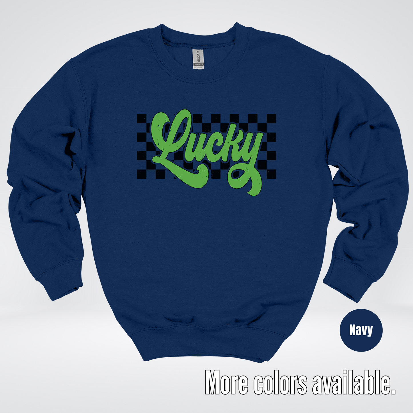 Lucky Cursive Checkered Retro – Saint Patrick’s Day Crewneck Sweatshirt