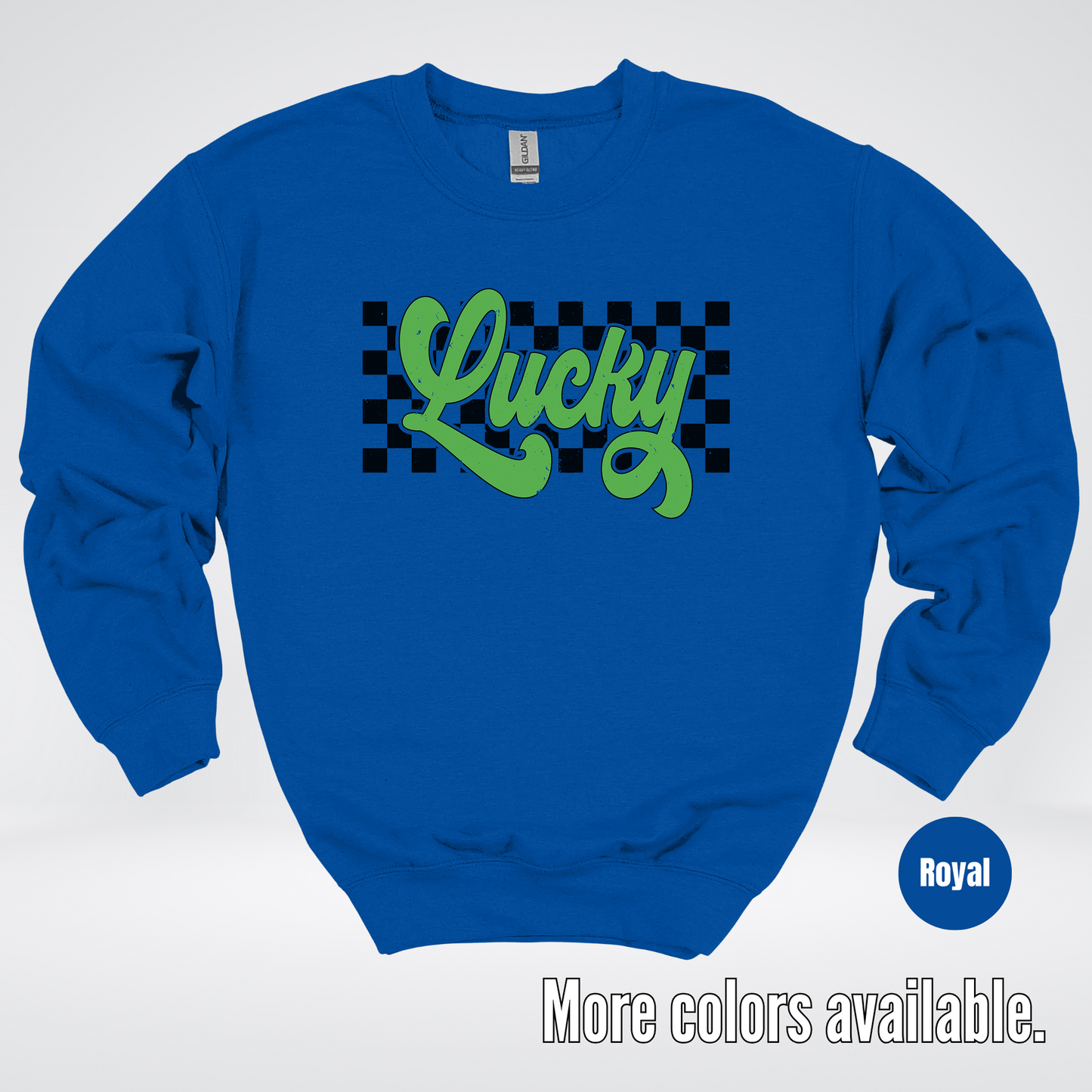 Lucky Cursive Checkered Retro – Saint Patrick’s Day Crewneck Sweatshirt