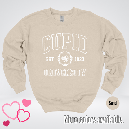 Cupid University Est 1823 White Design Crewneck Sweatshirt