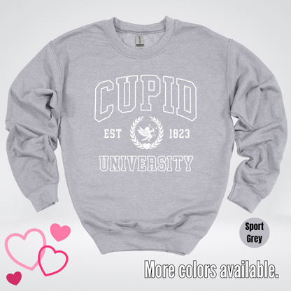Cupid University Est 1823 White Design Crewneck Sweatshirt