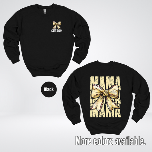 Custom Name Baseball Softball Mama Coquette Crewneck Sweatshirt