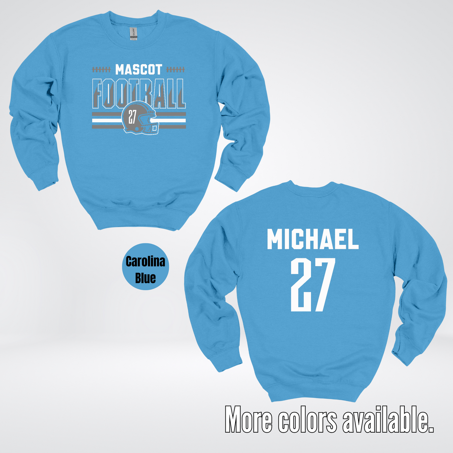 Custom Mascot, Number, & Name – Gray - Football Design 15 Crewneck Sweatshirt