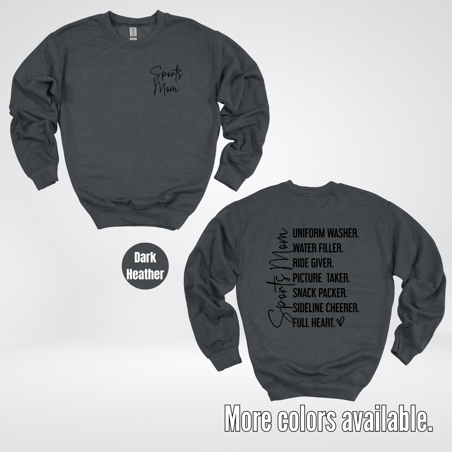 Sports Mom Uniform Washer Sideline Cheerer - Black Design - Crewneck Sweatshirt