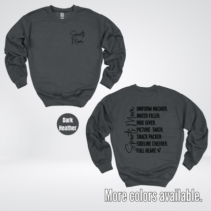 Sports Mom Uniform Washer Sideline Cheerer - Black Design - Crewneck Sweatshirt