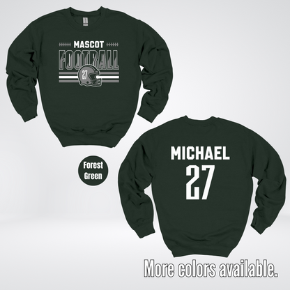 Custom Mascot, Number, & Name – Gray - Football Design 15 Crewneck Sweatshirt