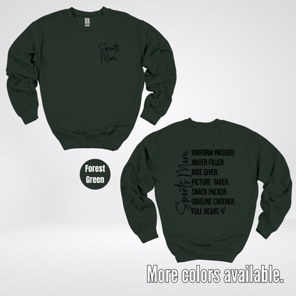 Sports Mom Uniform Washer Sideline Cheerer - Black Design - Crewneck Sweatshirt