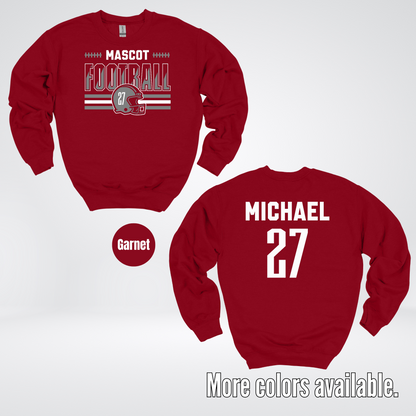 Custom Mascot, Number, & Name – Gray - Football Design 15 Crewneck Sweatshirt