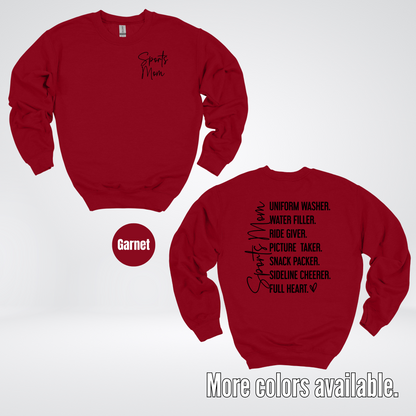 Sports Mom Uniform Washer Sideline Cheerer - Black Design - Crewneck Sweatshirt