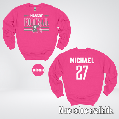 Custom Mascot, Number, & Name – Gray - Football Design 15 Crewneck Sweatshirt