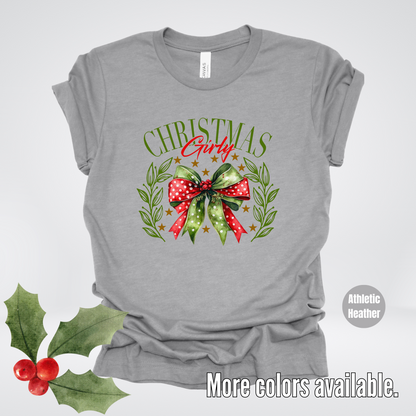 Christmas Girly Green And Red Coquette T-Shirt