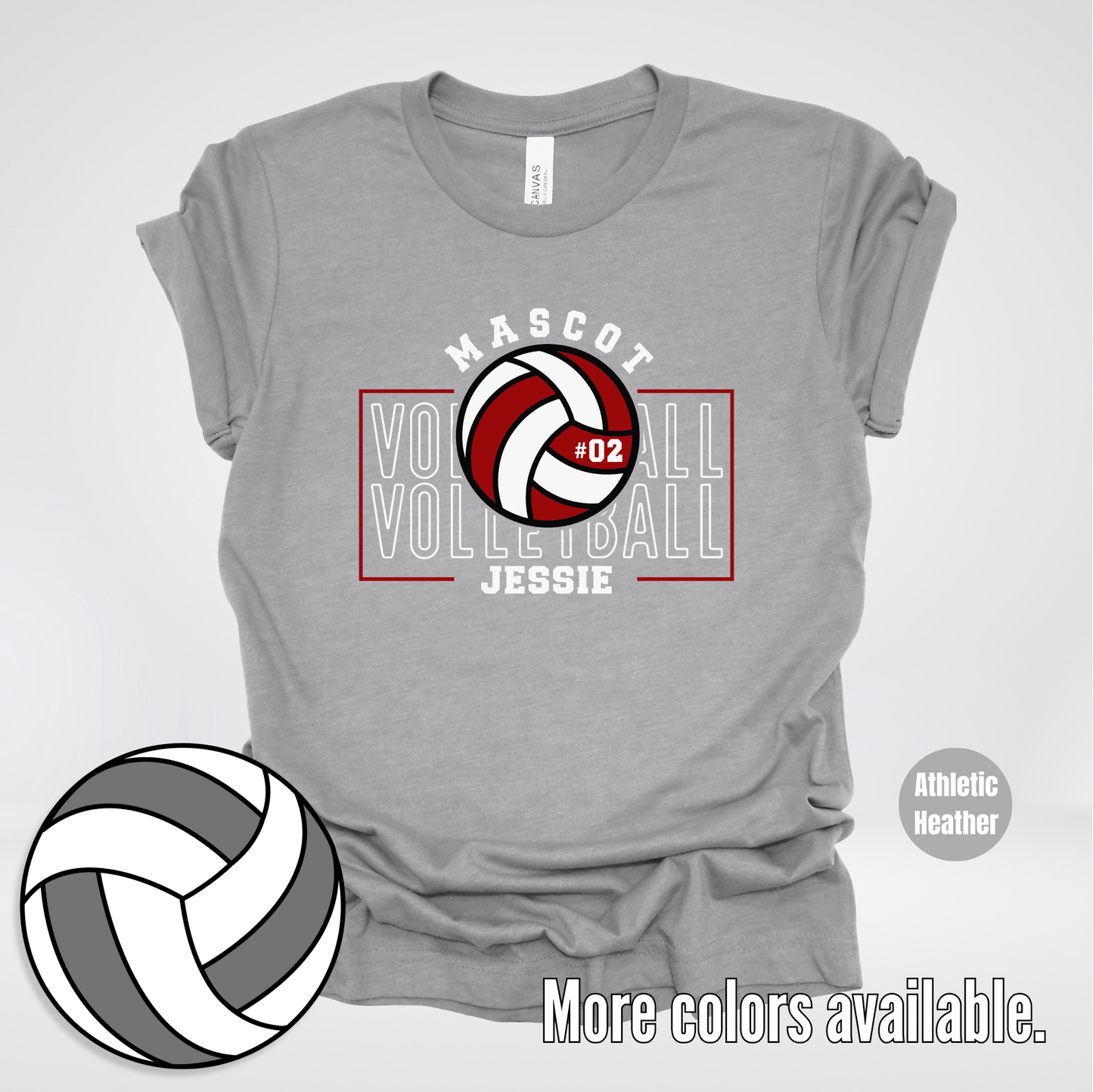 Custom Mascot, Number, & Name - Maroon - Volleyball Design 2 T-Shirt