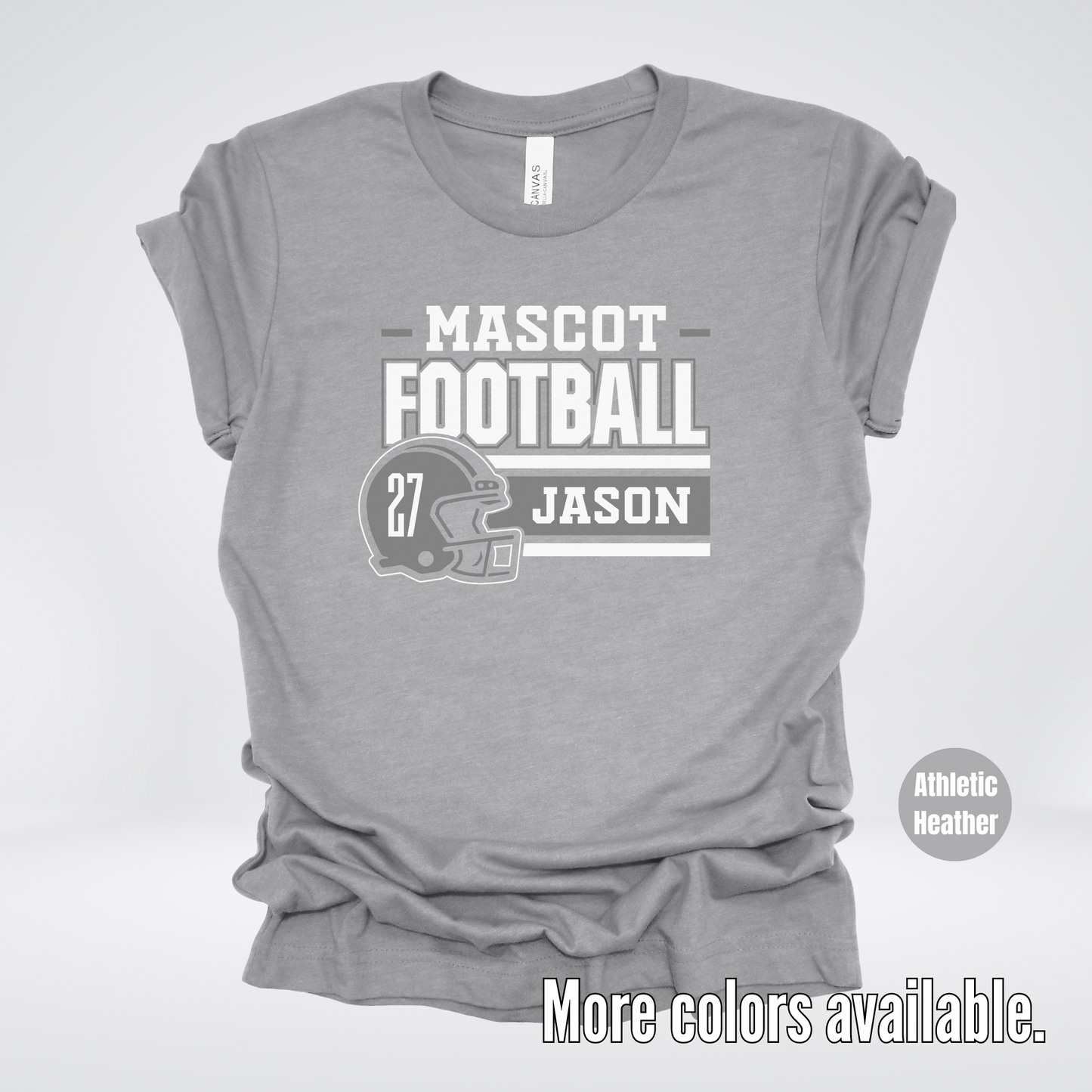 Custom Mascot, Number, & Name – Gray - Football Design 17 T-Shirt
