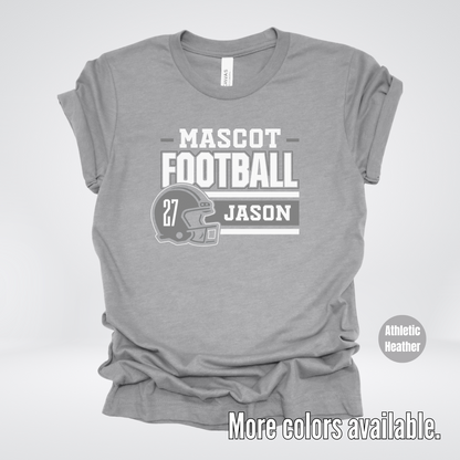 Custom Mascot, Number, & Name – Gray - Football Design 17 T-Shirt