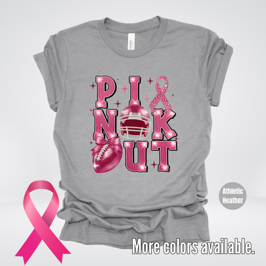 Pink Out Football Coquette Glitter Helmet T-Shirt
