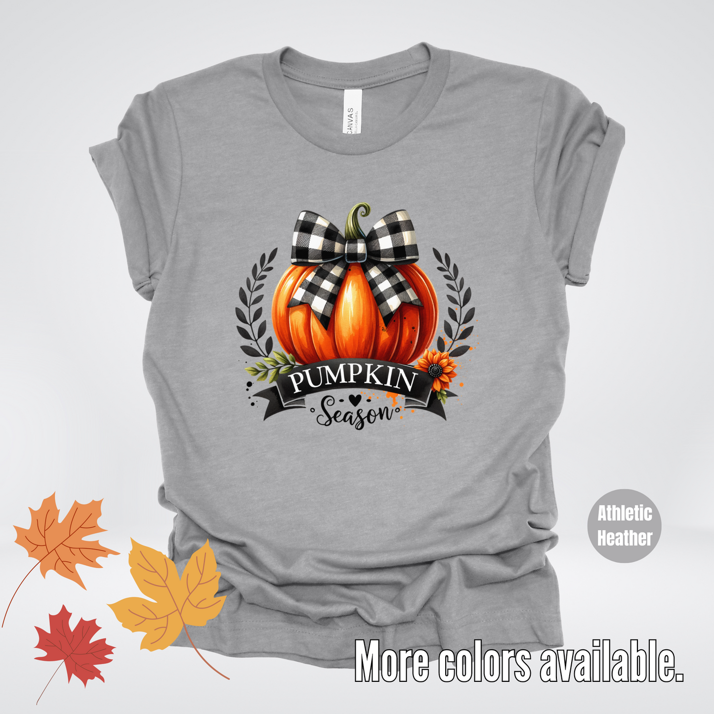 Pumpkin Season Black And While Flannel Coquette Bow T-Shirt