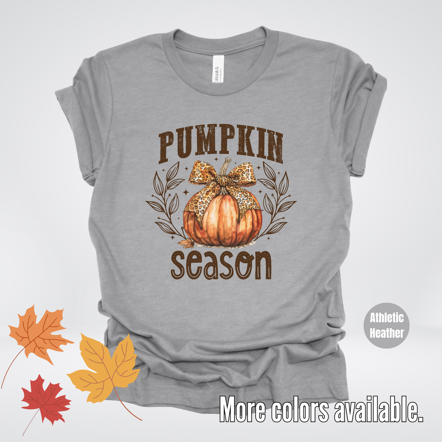 Pumpkin Season Leopard Print Coquette Bow T-Shirt