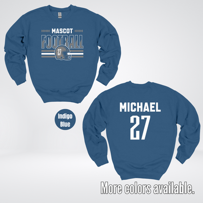 Custom Mascot, Number, & Name – Gray - Football Design 15 Crewneck Sweatshirt