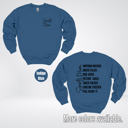 Sports Mom Uniform Washer Sideline Cheerer - Black Design - Crewneck Sweatshirt