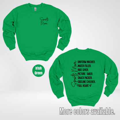 Sports Mom Uniform Washer Sideline Cheerer - Black Design - Crewneck Sweatshirt