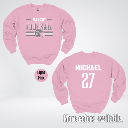 Custom Mascot, Number, & Name – Gray - Football Design 15 Crewneck Sweatshirt