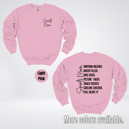 Sports Mom Uniform Washer Sideline Cheerer - Black Design - Crewneck Sweatshirt