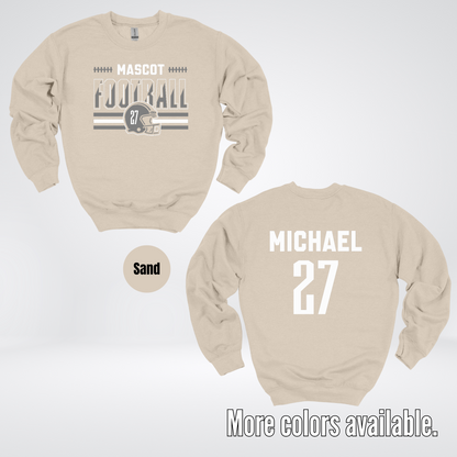 Custom Mascot, Number, & Name – Gray - Football Design 15 Crewneck Sweatshirt